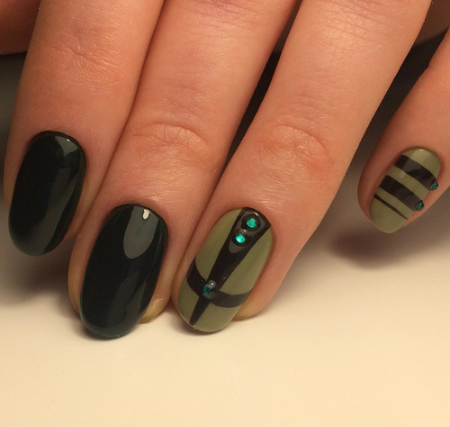 Black and Green Nail Design