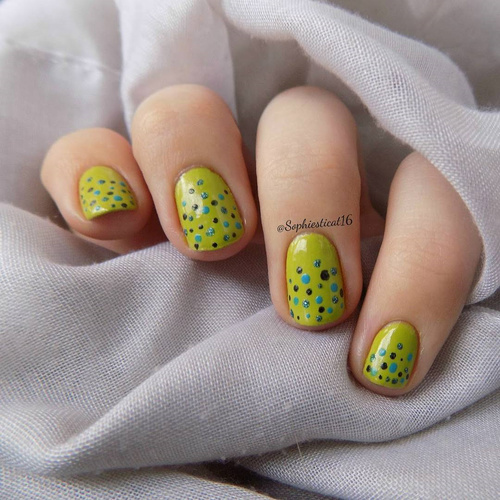 Lime Green Nails with Dotting