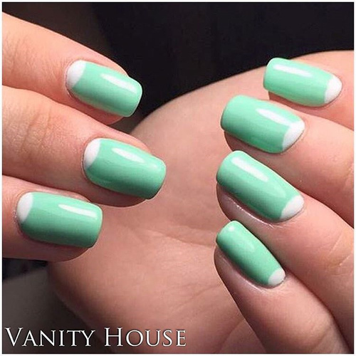 Half Moon Mint Green Nail Design