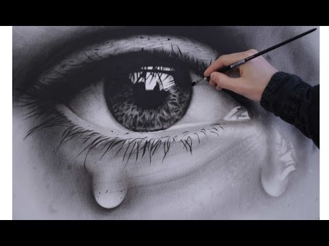 How to Draw a Realistic Eye with teardrop speed painting