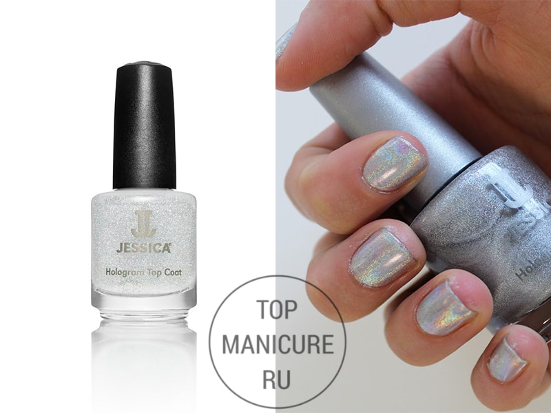 Голографический лак для ногтей jessica hologram top coat silver