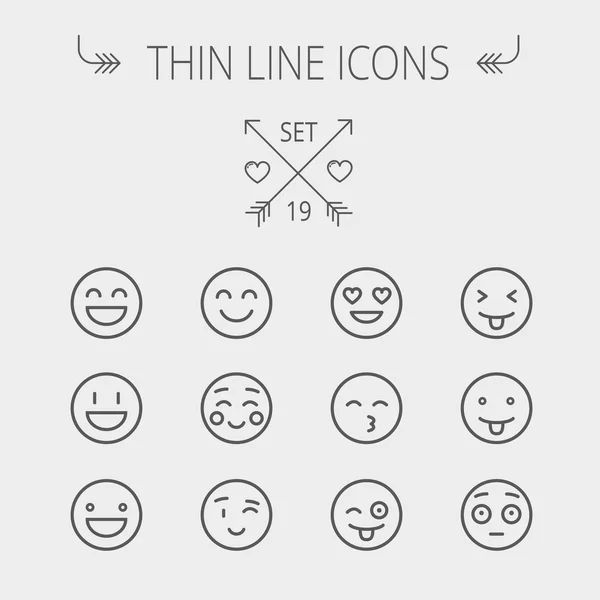 Emoji тонкая линия икона set — стоковый вектор