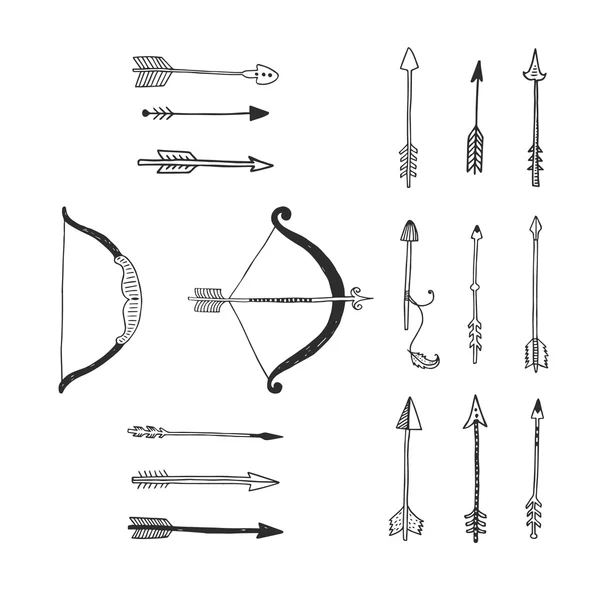Вектор лук и стрелка изолированные, племенных дизайн, этнический стиль — стоковый вектор
